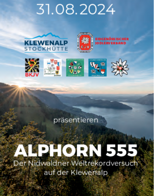 Alphorn 555 Weltrekordversuch auf der Klewenalp