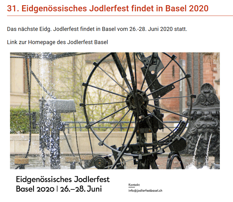 Eidgenössisches Jodlerfest 2020 Basel 26.-28. Juni 2020